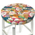 thumbnail image 3 of Fotbe Retro Summer Stamp Stool Covers Round,Waterproof Round Bar Stool Covers Bar Chair Covers Washable Stool Cushion Slipcover for 12-14 Inch Chair-12 inch, 3 of 7