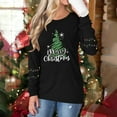 thumbnail image 7 of Merry Christmas Sweatshirts For Women Holiday Long Sleeve Shirts Letter Print Crewneck Pullover Oversized Tops, 7 of 7