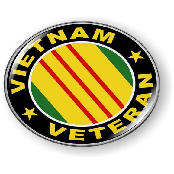 Vietnam Veteran 3D Domed CAR Emblem Badge Sticker Flexible Round