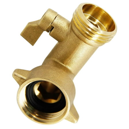 OUNONA Golden Brass Garden Hose Shut-Off Valve, 90 Degree Elbow, Durable and Practical