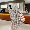 thumbnail image 3 of iPhone 12 Holographic Case, Cute Laser 3D Water Ripple Bling Glitter Luxury Plating Wave Shape Phone case for Women Girls Silicone Protection Cover (Silver), 3 of 18