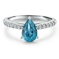 thumbnail image 3 of Gem Stone King 10K White Gold London Blue Topaz and Lab Grown Diamond Engagement Ring for Women | 1.13 Cttw | Pear Shape 8X5MM | Gemstone November Birthstone | Size 6, 3 of 6