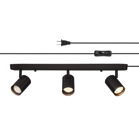 Globe Electric 22" 3-Light Minimalist Matte Black Plug-in Track Lighting