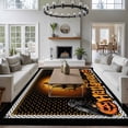 thumbnail image 3 of Area Rug for Living Room, Happy Halloween Non-Slip Indoor Ex Large Carpet for Bedroom/Dining Room, Orange Scary Black Castle Skull Birds Washable Low-Profile Rectangle Floor Runner Rugs - 8 x 10 Ft, 3 of 8