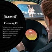 Hudson Hi-Fi 9-in-1 Vinyl Record Cleaning Kit, Record Mitts, Anti-Static Microfiber Cloth, Velvet & Carbon-Fiber Brushes, Label Protector, Gel Stylus Cleaner