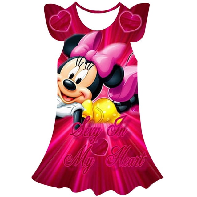 Disney Mickey Minnie Mouse princesa vestido lindo dibujos animados niñas cumpleaños fiesta ropa clásico verano vestido niñas regalo 1-10 year3T Gao Jinjia LED