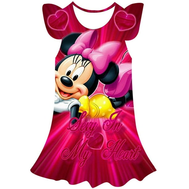 Verano Disney Mickey vestido nueva ropa para niños princesa vestido estampado cuello redondo tendencia Casual suelto Mickey Mouse Dress9T Gao Jinjia LED