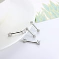 thumbnail image 3 of Jstyle 2 Pairs 316L Stainless Steel Nipple Rings Barbell Crystal Ball Piercing Nipple CZ Tongue Rings 14G, 3 of 6