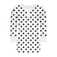 thumbnail image 6 of CHGBMOK Womens Polka Dots 3/4 Sleeve Blouses Button On Crew Neck T Shirts Casual Dressy Tops Going Out Outfit, 6 of 7