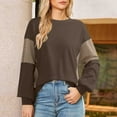 thumbnail image 6 of Women's Tops Sweatshirt Casual Long Sleeve Crewneck Sweatshirts Loose Solid Pullover Tops Hoodless Sweatshirts Long Sleeve Shirts Fall Fashion Basic Thermal Underwear Tops Winter Clothes, 6 of 7