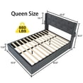 thumbnail image 4 of PAPROOS Queen Size Bed Frame with USB Charging Station, Upholstered Platform Bed Frame with Gas Lift Storage Bed, Wingback Storage Headboard, No Box Spring Needed, Dark Gray, 4 of 13