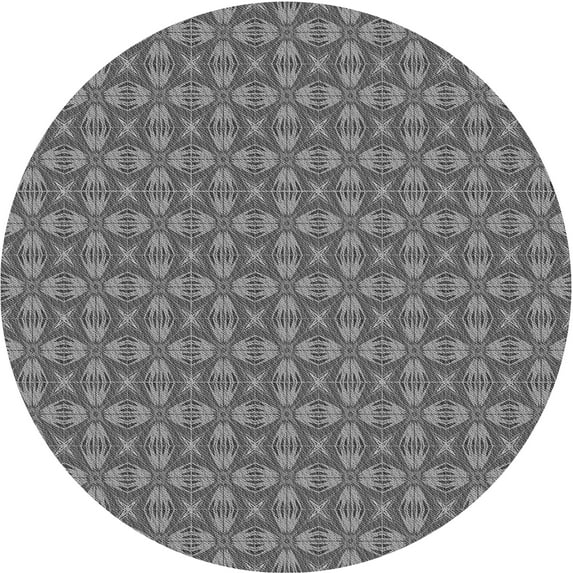 Ahgly Company Indoor Round Patterned Gray Dolphin Gray Area Rugs, 3' Round