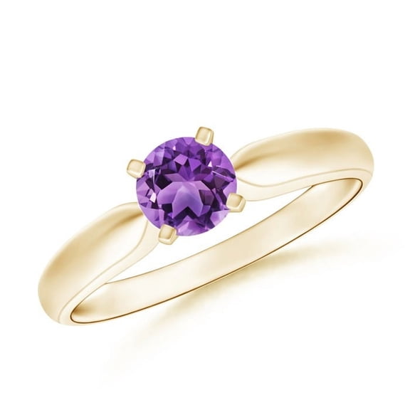 Stackable Round Amethyst 925 Silver Yellow Plated Women Anniversary Ring Size US- 11