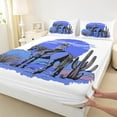 thumbnail image 3 of Homewish Rustic Western Cowgirl Twin Sheet Sets,Country Farmhouse Lodge Twin Fitted Sheet,Blue Oil Pianting Flat Sheet For Kids,Breathable Home Decor,3 Pieces, 3 of 7