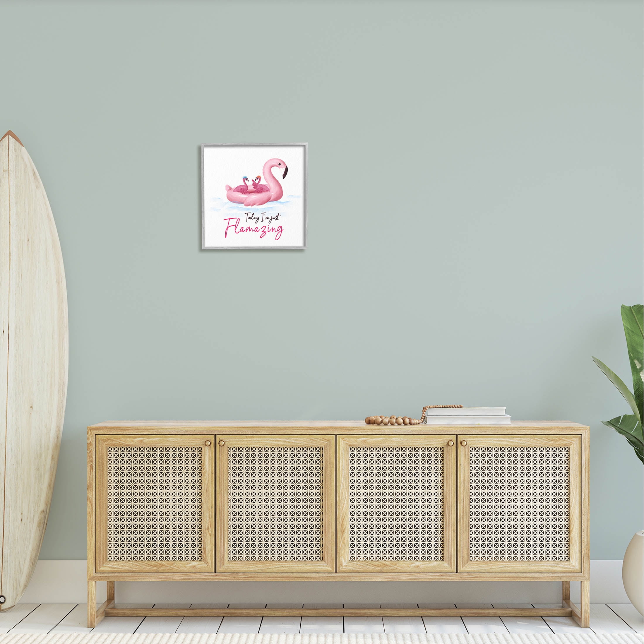Today I'm Flamazing Flamingoes Animals & Insects Graphic Art Gray Framed Art Print Wall Art