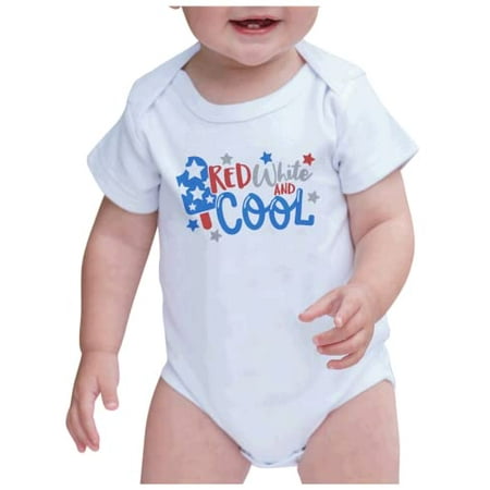 

7 ate 9 Apparel Kids Patriotic 4th of July Outfit - Red White Cool White Onepiece 3-6 Months