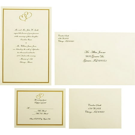 Wilton Wedding Gold Sweetheart Invitation Set, 50 Count