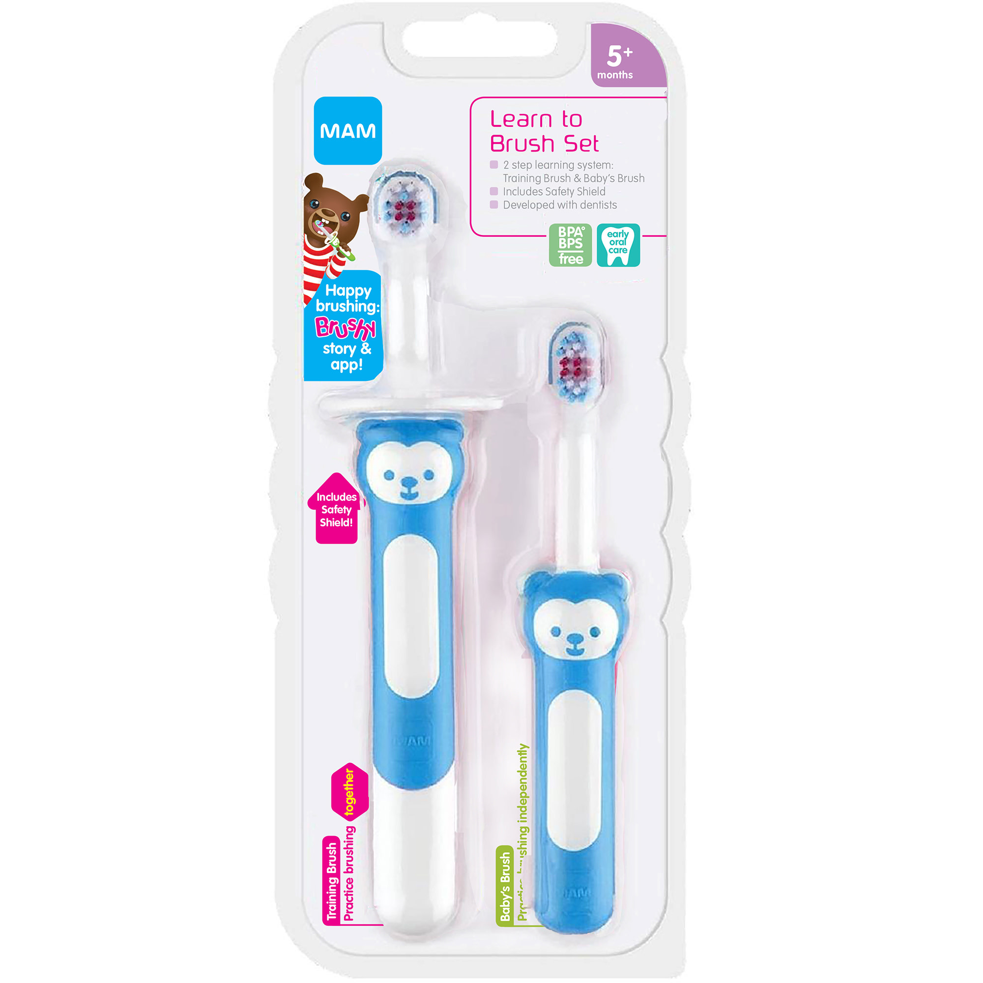 MAM Learn to Brush Set, 5+ Months, Boy, 2 Pack - image 2 of 10