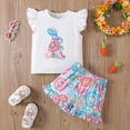 thumbnail image 4 of YMNXA Kids Girls Outfits 2 Piece Flying Sleeve Round Neck Cute Bunny Applique Top And Shorts Comfortable Fashion Sets For Casual Daily Wear,White,4-5 Years, 4 of 9
