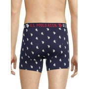 U.S. Polo Assn. Underwear Mens Cotton Stretch Mid Leg Boxer Briefs Underwear, 3-Pack