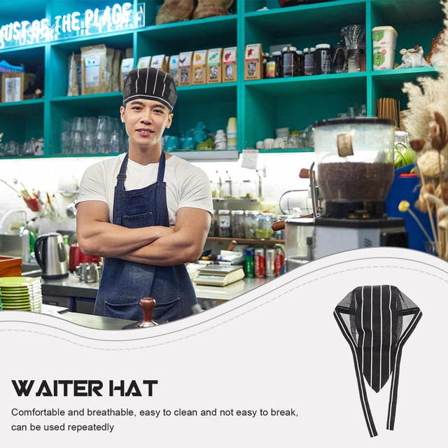 WEUVEB Gorro De Chef Chef Hat Black And White Striped 1Pack Unisex Design Easy To Clean For All Ages