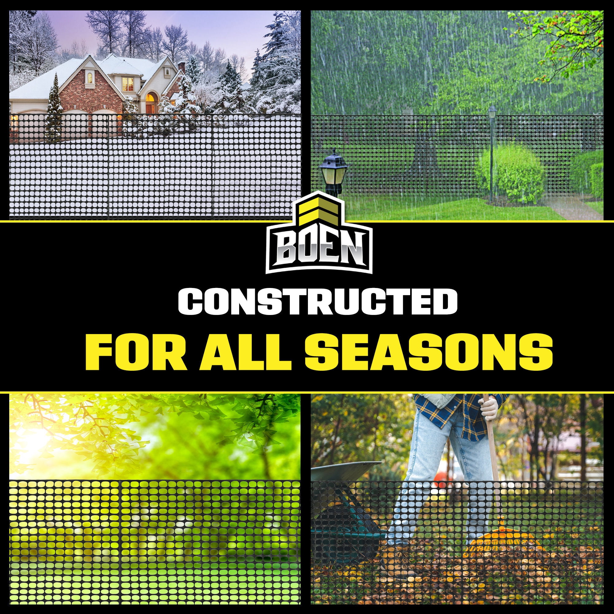 BOEN 4' x 50' Heavy-Duty Black Plastic Mesh Snow Fence for Garden, Deer and Pets