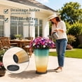 thumbnail image 5 of FIASON 2 Pack 21" Sunrise Cyan Orange Tall Planters, Glossy Smooth Plastic Plant Pots with Dual-Use Tray & Drainage Holes, Indoor Outdoor Front Porch Patio Decor, 5 of 12