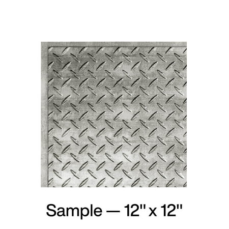 FASÄDE Diamond Plate Decorative Vinyl Wall Panel in Crosshatch Silver (12X12 Inch Sample)