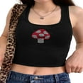 thumbnail image 2 of Women Rhinestone Camisole Y2K Mushroom Pattern Crop Tank, 2 of 8