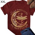 thumbnail image 2 of Femmes T-shirt Imprimé Manches Courtes Top Col Rond Été Col Rond T Blouse Décontractée, Rouge Vin, XXL, 2 of 5