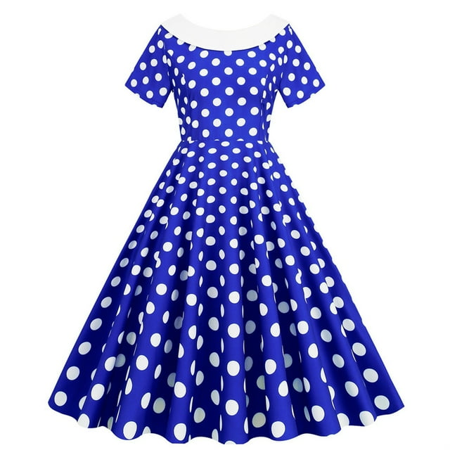 Uppada Robe de Thé Classique pour Femme à Manches Courtes Évasée Cocktail Robes de Fête Années 1950 Rétro Vintage à Pois Années 1950 Rockabilly Robe de Bal Midi Liquidation en Liquidation