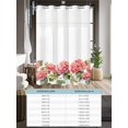 thumbnail image 6 of No Hook Shower Curtain with Snap in Liner,Spring Pastoral Red Flower on White Waterproof Bath Curtain Double Layers with See Through Top Window,Watercolor Floral Leaves Hotel Shower Curtains 36x72in, 6 of 9