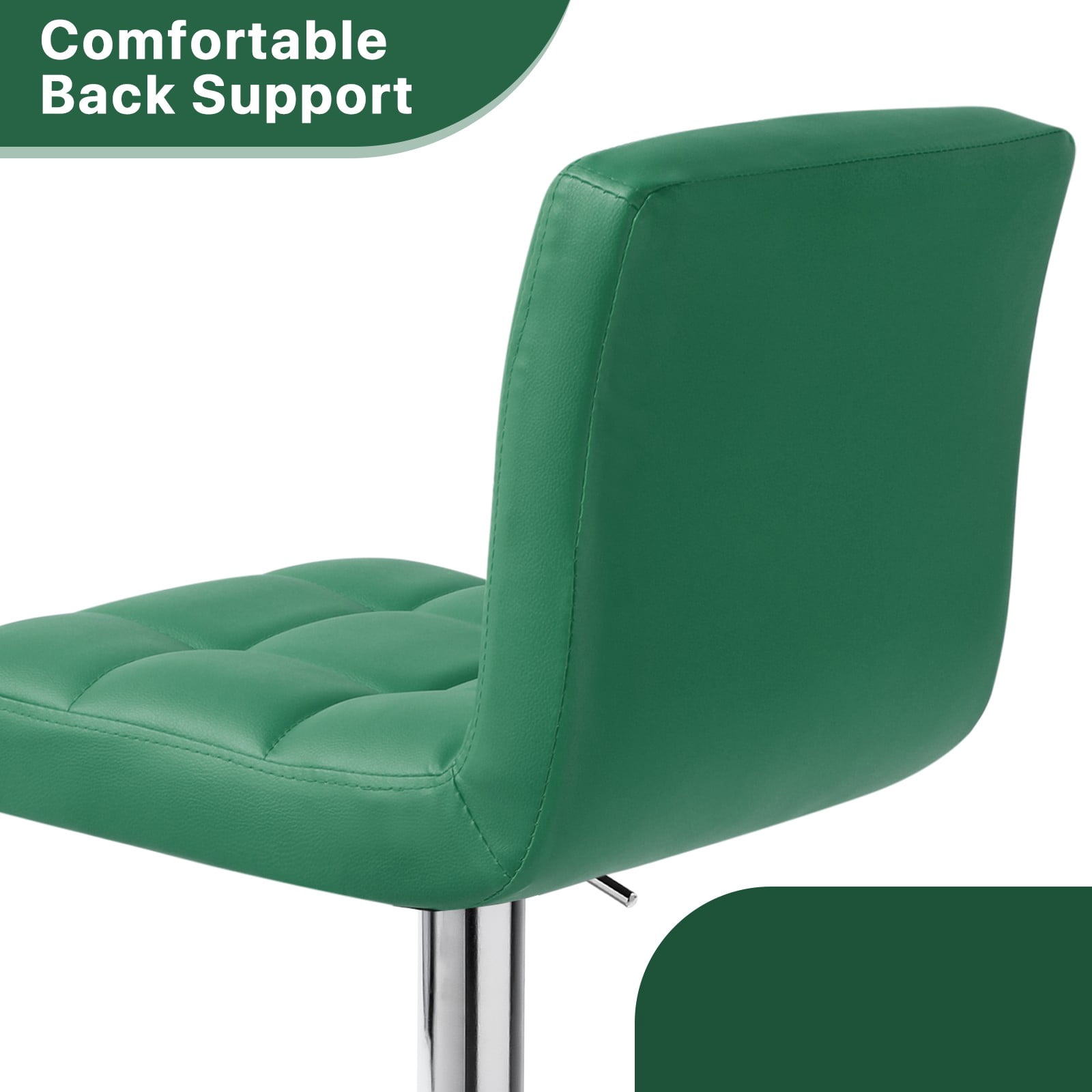 MoNiBloom Adjustable Height Swivel Bar Stool Lift Pub Chair, Counter Height Chair Set of 2 for Kitchen, Green