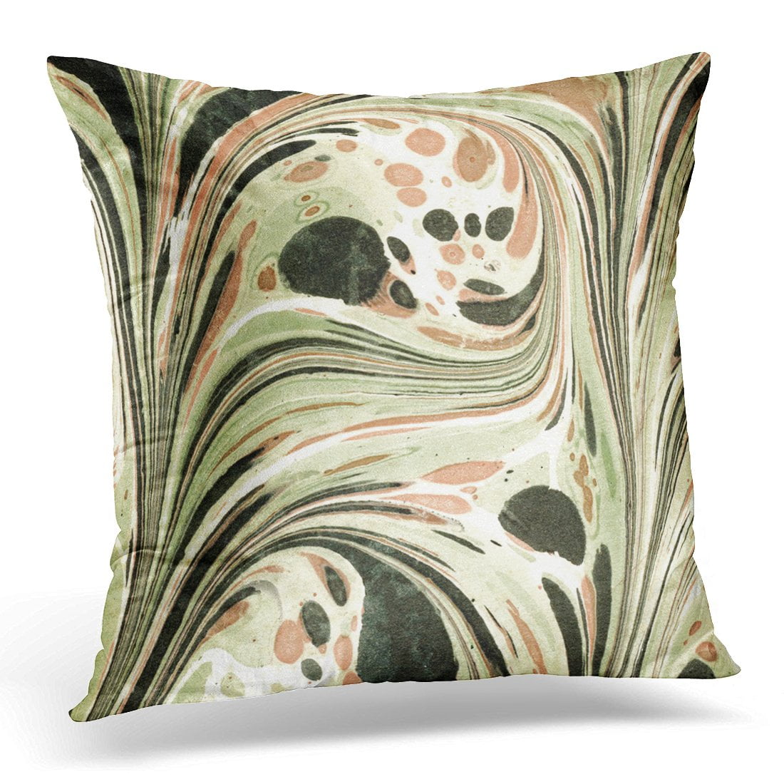 STOAG Marbled Abstract Design Peach Green Marble Throw Pillowcase Cushion Case Cover 16x16 inch