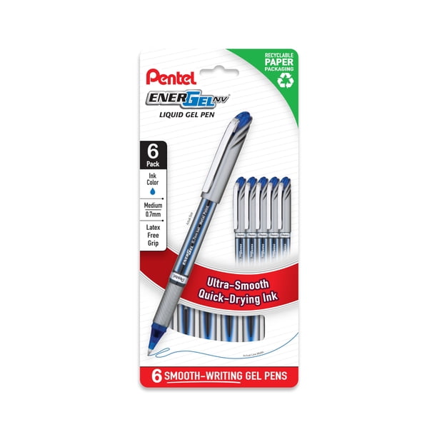 Bolígrafo Pentel EnerGel NV 0,7 mm Tinta Azul Medio Paquete de 6