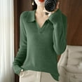 thumbnail image 2 of HVOBTTY Women's Long Sleeved Pullovers Sweaters, Sweaters for Women, Women's Fashion Casual Round Neck Solid Color Knitted Everyday Wear Sweater Army Green, XXL, 2 of 4