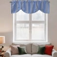 thumbnail image 2 of Dark Blue Striped Tie Up Valance Curtains for Windows, Kitchen Curtains Window Treatments, Modern Beige Geometric Country Short Window Shades Valances for Bedroom Bathroom Cafe 54"x18", 2 of 8