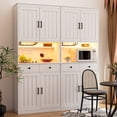 thumbnail image 2 of 76" Tall Kitchen Pantry Storage Cabinet with Microwave Stand, Freestanding Kitchen Pantry Cabinet with Storage, Cupboard Cabinet for Kitchen, 2 of 12