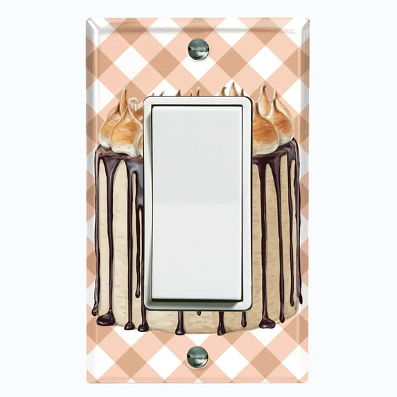 Metal Light Switch Plate Cover Elegant Chocolate Cake Desserts CAK005