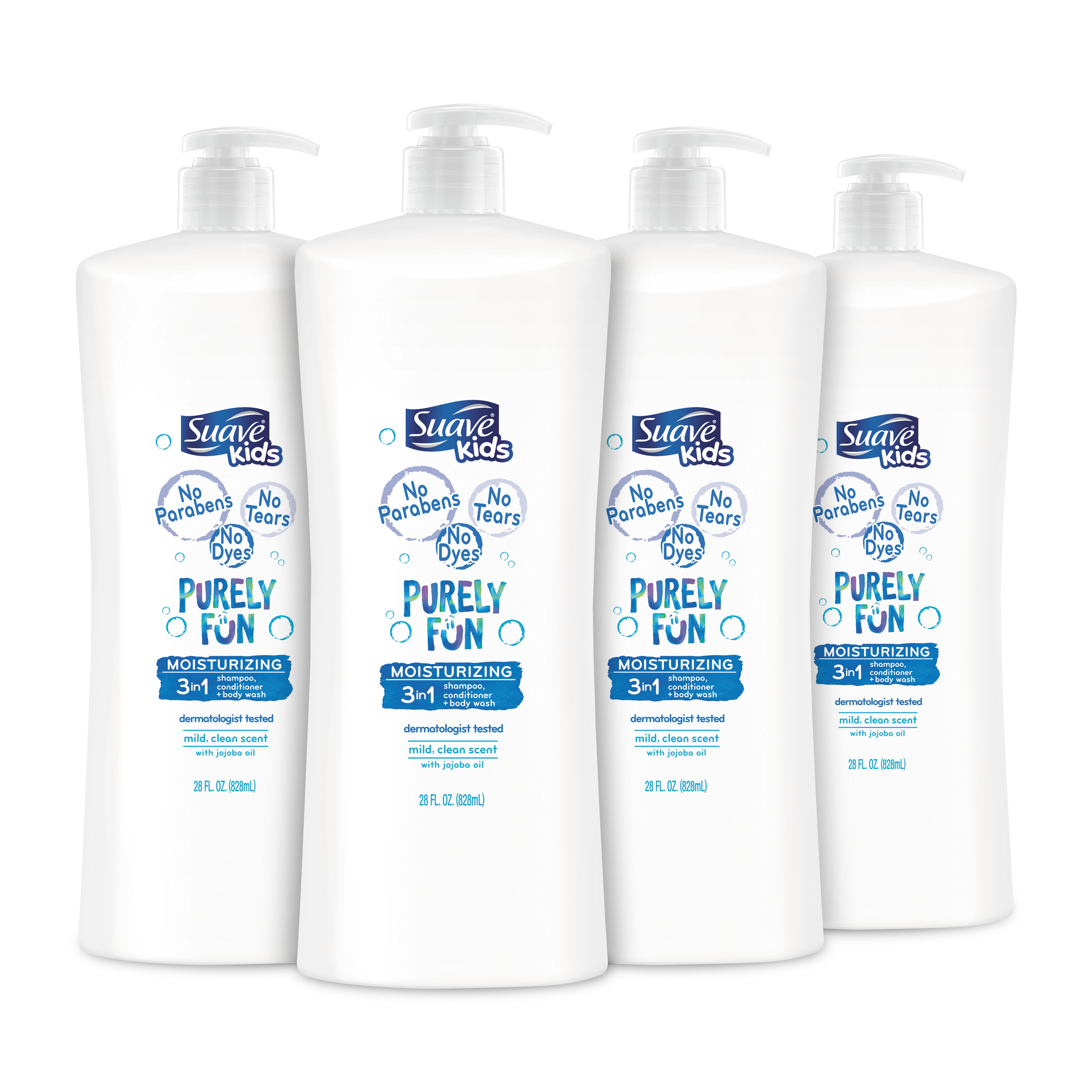Suave Kids 3in1 Shampoo, Conditioner, Body Wash Purely Fun, 28 oz, 4