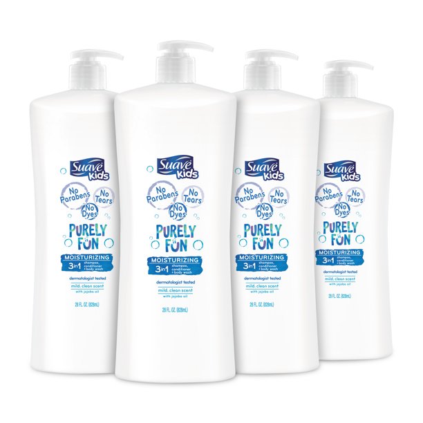 Suave Kids 3in1 Shampoo, Conditioner, Body Wash Purely Fun, 28 oz, 4