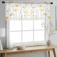thumbnail image 2 of Yellow Daisy Floral Valance Curtains for Kitchen/Living Room/Bathroom/Bedroom Window, Rod Pocket Small Topper Half Short Window Curtains Voile Sheer Scarf, Spring Rustic Botanical Flowers 42"x18", 2 of 8