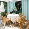 thumbnail image 4 of Outdoor Curtains for Patio Waterproof, Aqua Beige Striped Windproof Pravicy Outside Porch Blackout Curtain, Modern Farmhouse Retro Lines Sun Blocking Grommets Curtains for Cabana 2 Panels 54"x95", 4 of 9