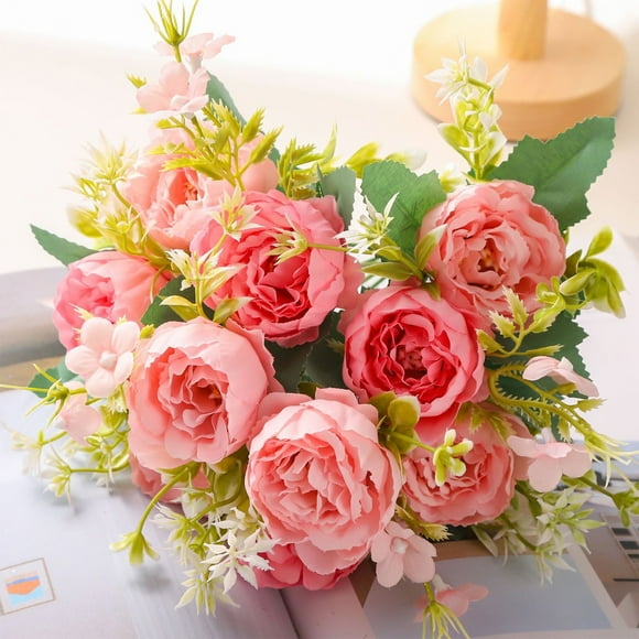Fridja Vintage Pink Peonies, 7.09in Realistic Artificial Silk Flowers, Simulated Fragrant Concubine Peony for Rustic Home & Wedding Bridesmaids Bouquet Bridal Showers