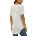 thumbnail image 6 of T-shirt Tops for Women Casual Loose V Neck Tunic Blouse Swallowtail Hem Fashion Short Sleeve Basic Tee Ladies Oversized Beach Dailywear T Shirts, 6 of 6