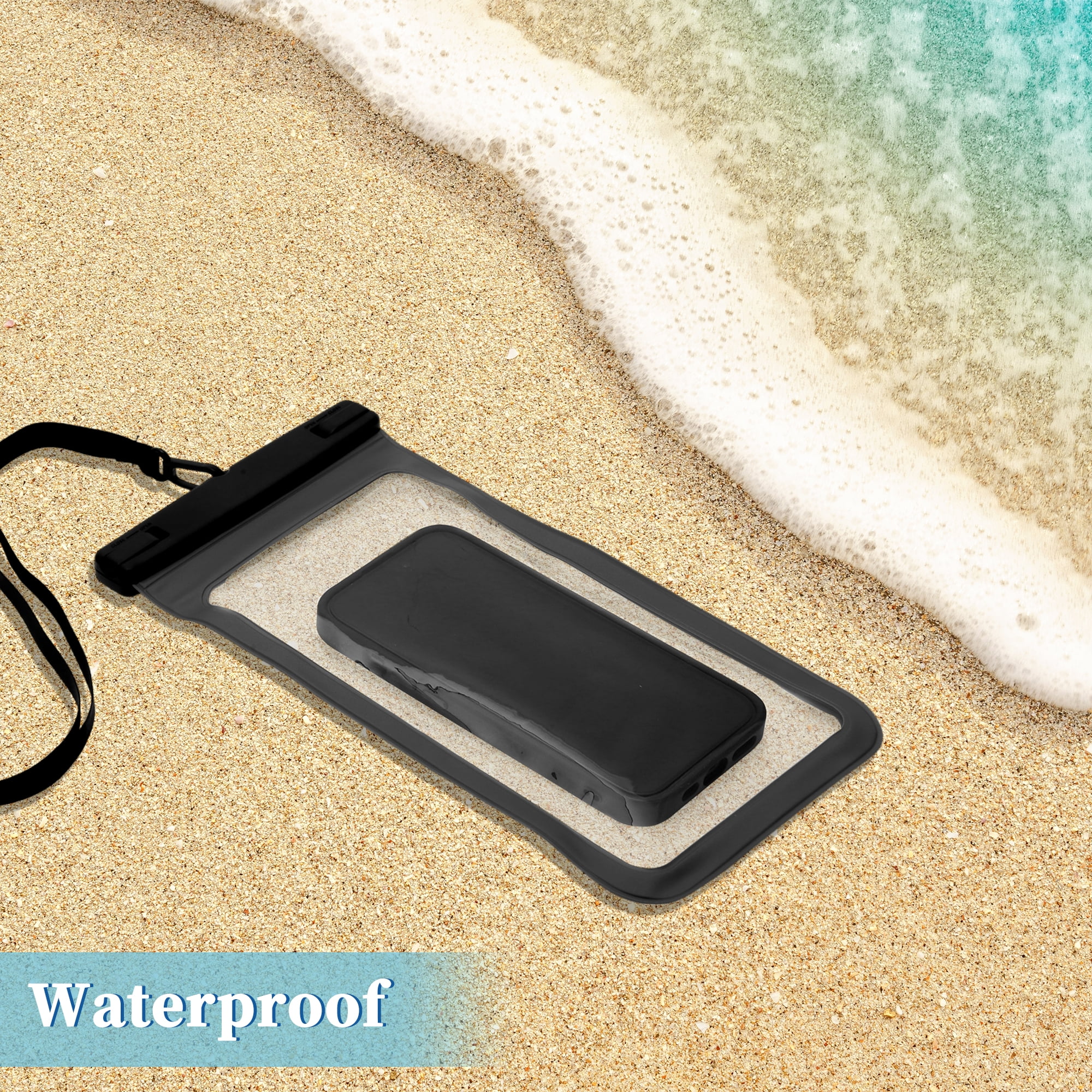 Unique Bargains 2 Pcs Mobile Bag Waterproof Case Compatible for Phone  5.51x10.43 Black