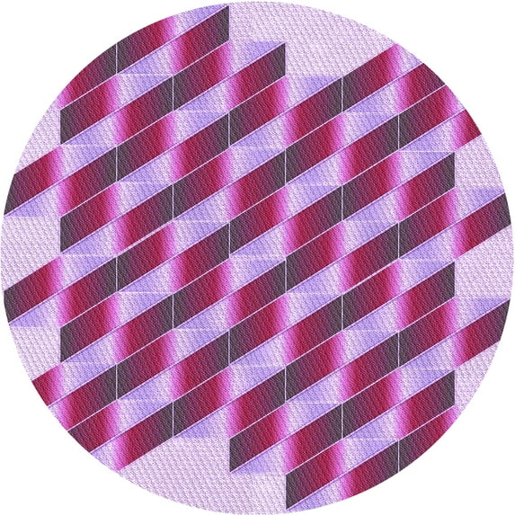 Ahgly Company Indoor Round Patterned Medium Violet Red Pink Area Rugs, 8' Round