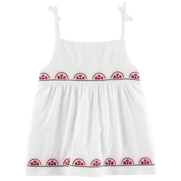 Carter's Baby Girls' Embroidered Tie-Shoulder Tank, 6 Months