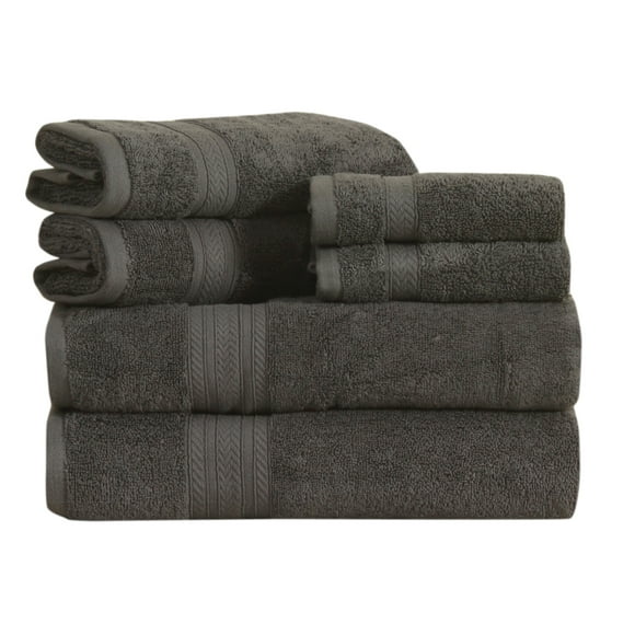 Paarizaat Ensemble de Serviettes 6 Pcs 100 % Coton – 2 Serviettes de Bain, 2 Serviettes à Main, 2 Serviettes pour le Visage – Gris Foncé