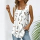 thumbnail image 4 of Playeras,Blusas y Tops,Ropa para Mujer Las mujeres camisetas sin mangas Chaleco de verano Suelto plisado Cuello cuadrado Top sin mangas Dobladillo curvo Suelto Top de mujer de tamaño (White, XXL), 4 of 5